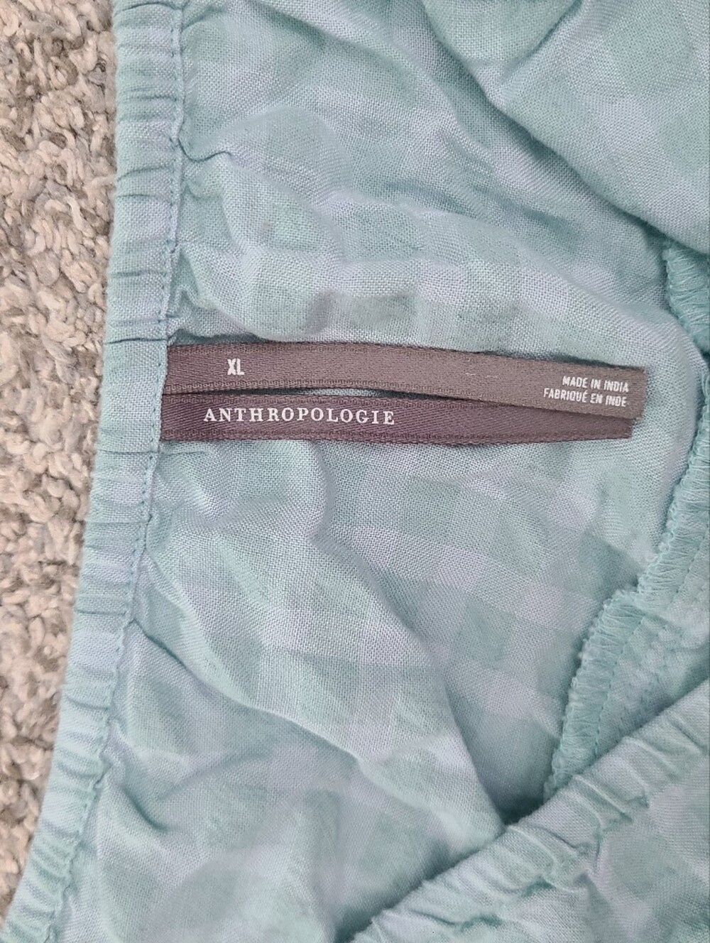 Anthropologie Teal Searsucker Sleeveless Ruffle Two Piece Pajamas Set Size XL - Picture 7 of 7